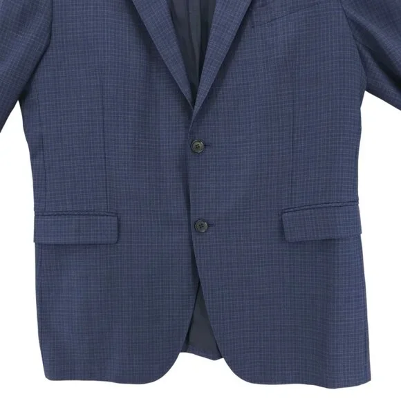 ERMENEGILDO ZEGNA Barneys Wool Silk Traveller Sport Coat Blazer Navy Check 46L